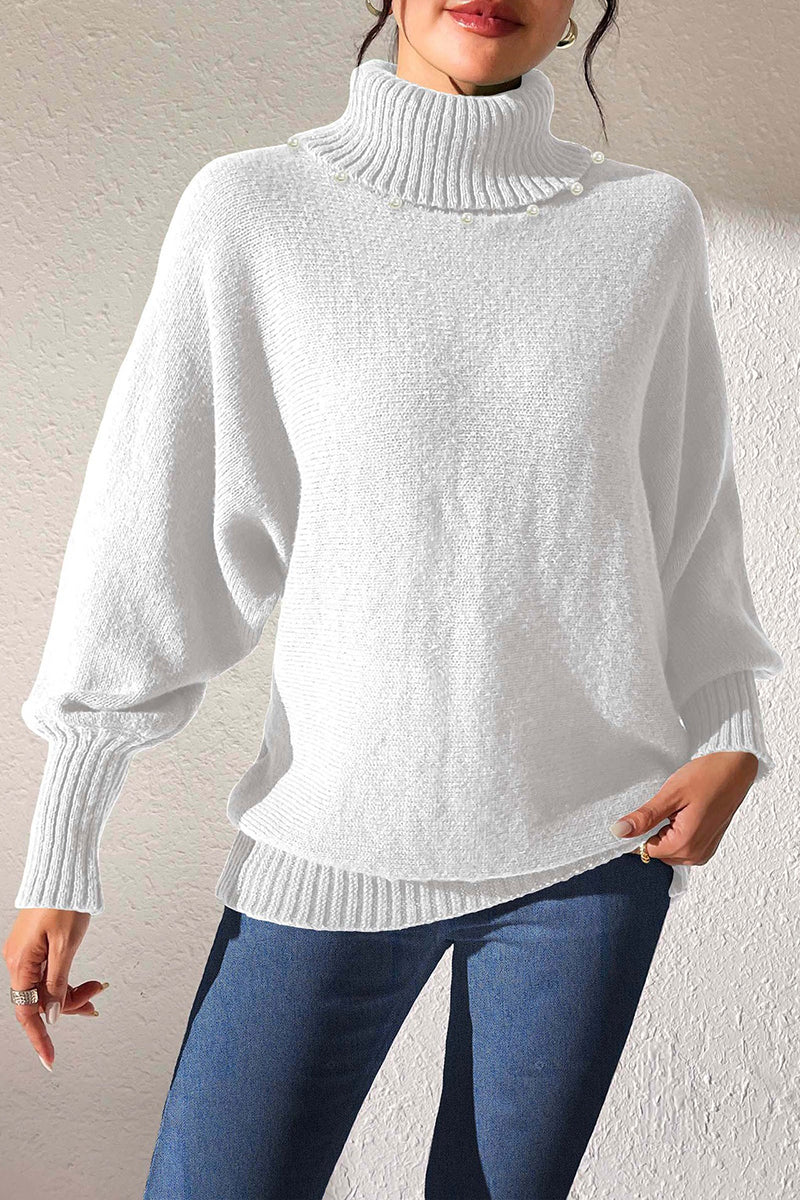 Pearl Embellished Turtleneck Sweater