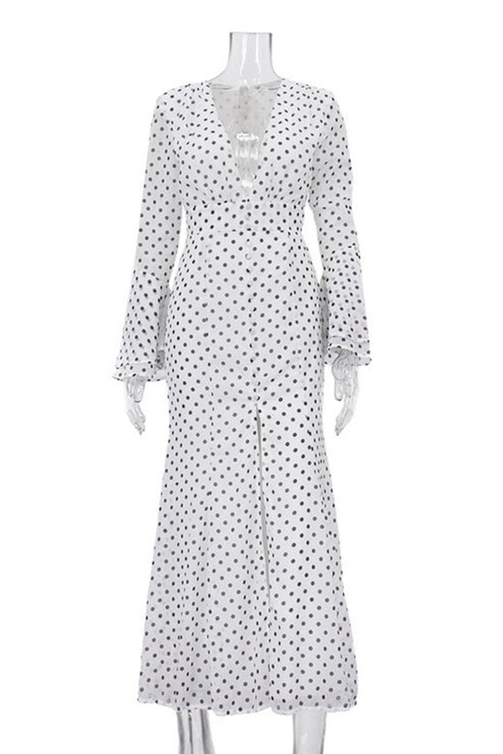 Polka Dot V-Neck Maxi Dress