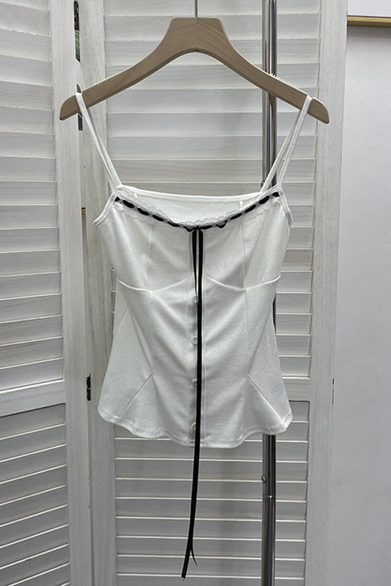 Ribbon Detail Button-Up Camisole