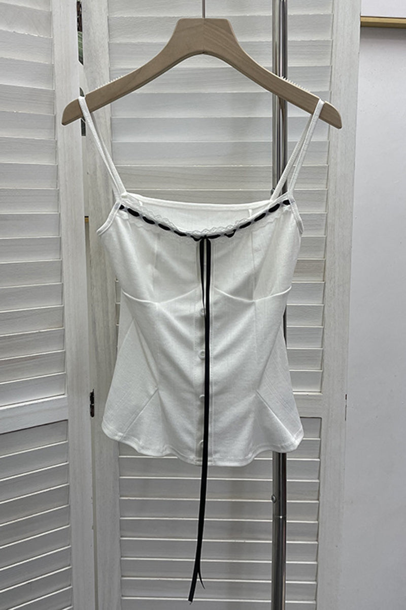 Ribbon Detail Button-Up Camisole