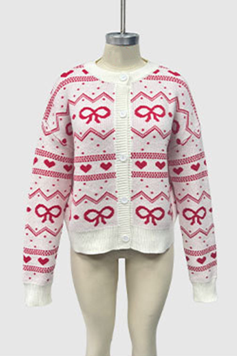 Heart Patterned Button-Up Cardigan