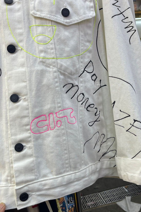 Graphic Text Print Denim Jacket