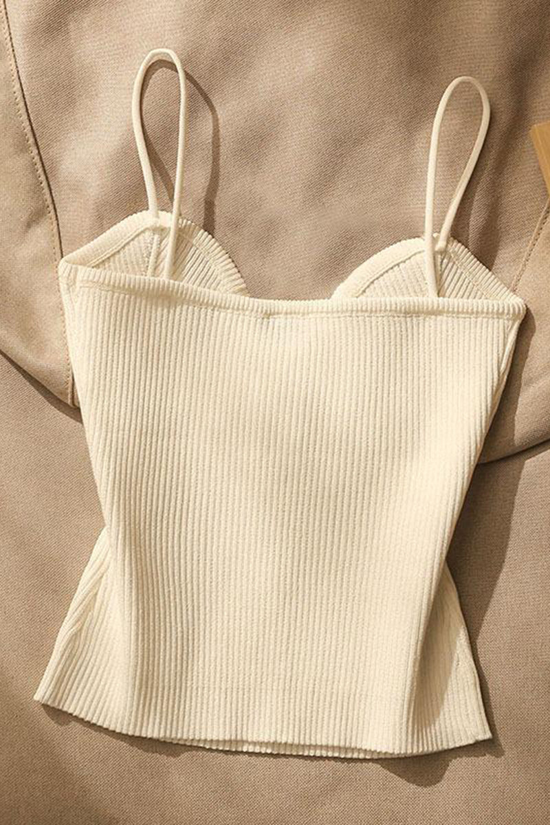 Chic Buttoned Ribbed Camisole