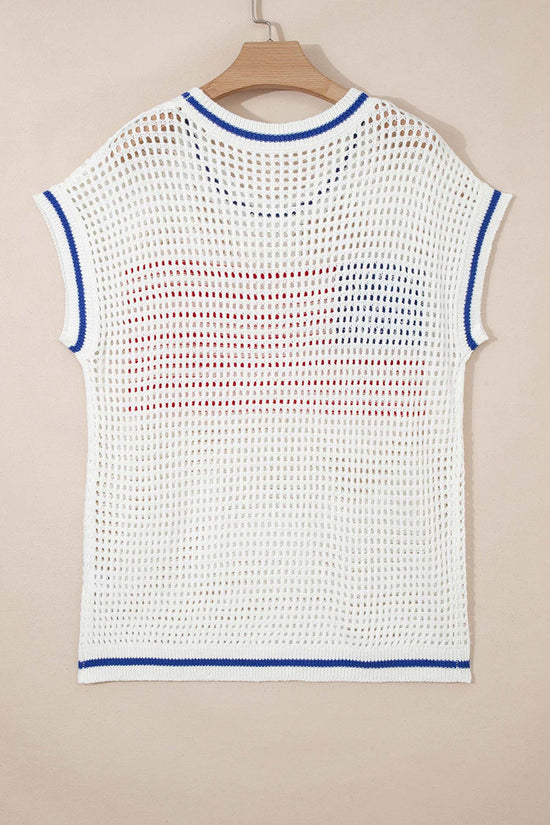 USA Flag Knitted  Sleeve Top