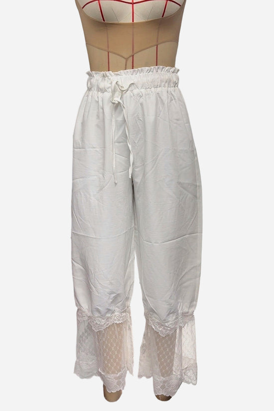 Wide-Leg Lace Patchwork Casual Pant