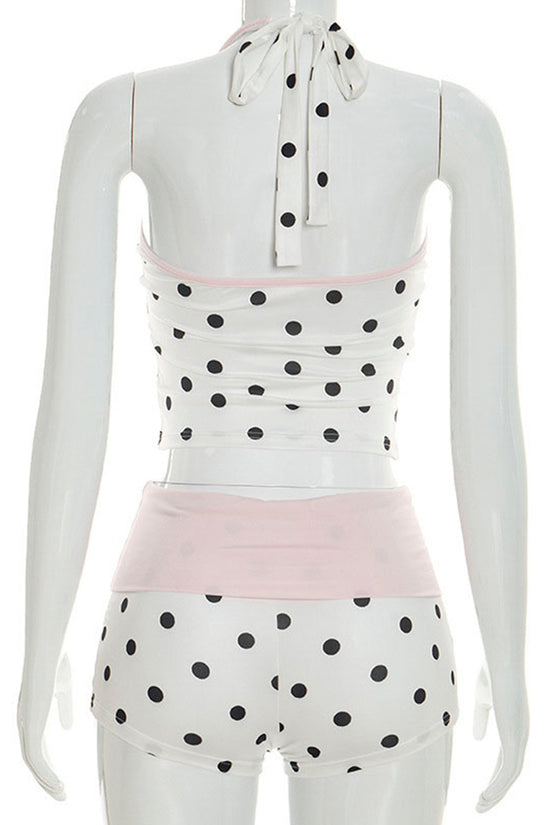 Polka Dot Sleeveless Shorts Set