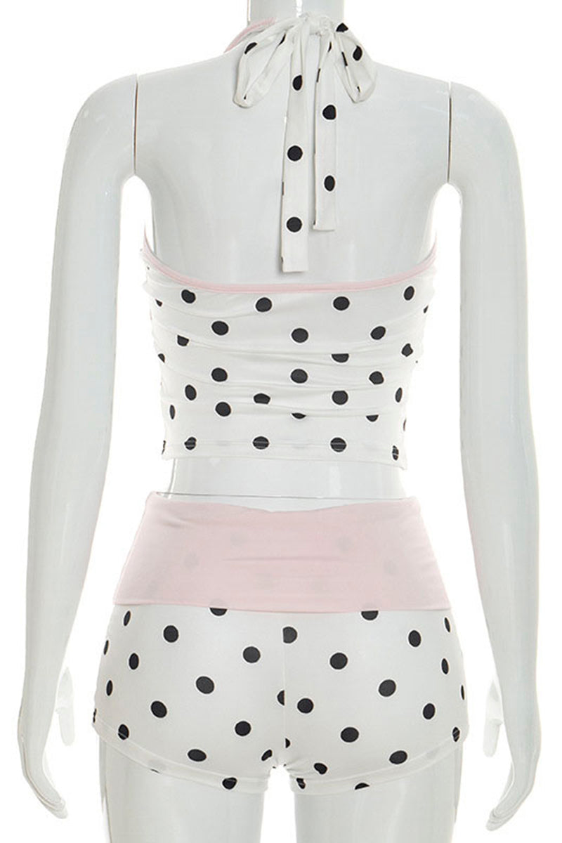 Polka Dot Sleeveless Shorts Set