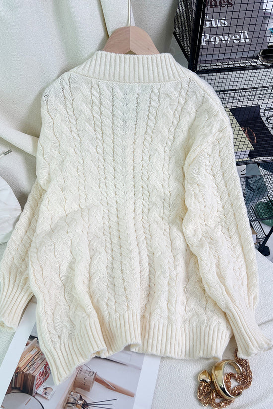 Cable Knit V-Neck Sweater