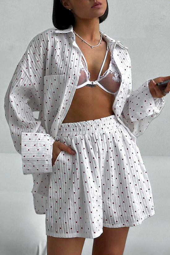 Romantic Heart Print Loungewear Set