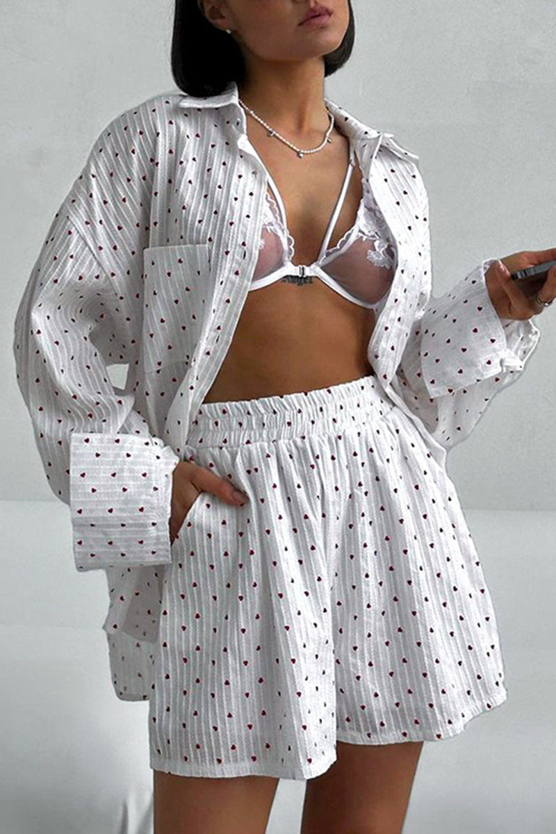 Romantic Heart Print Loungewear Set