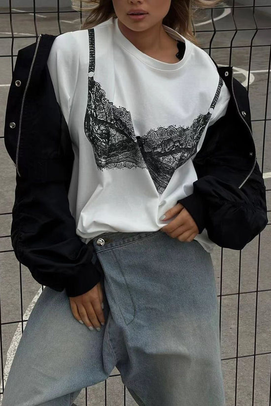 Chic Lace Graphic T-Shirt