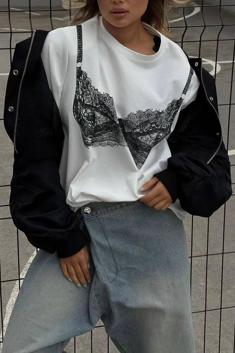 Chic Lace Graphic T-Shirt