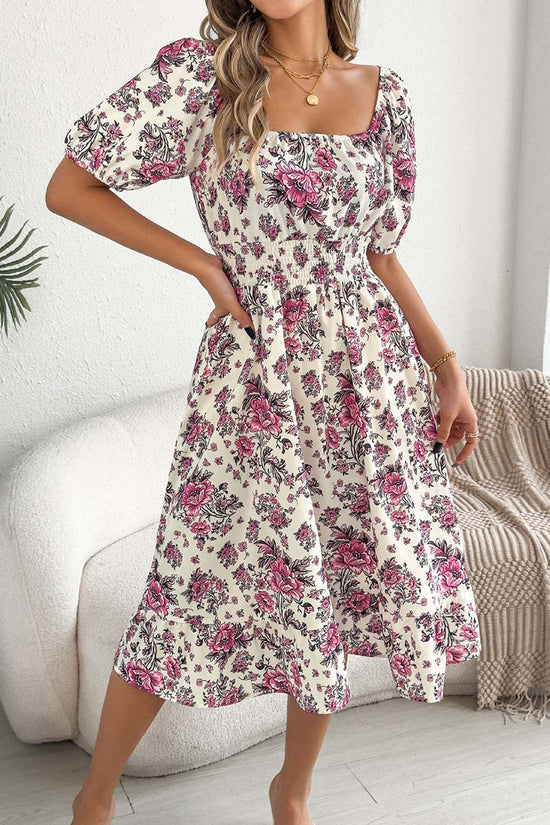 Off-the-Shoulder Floral Casual Dress