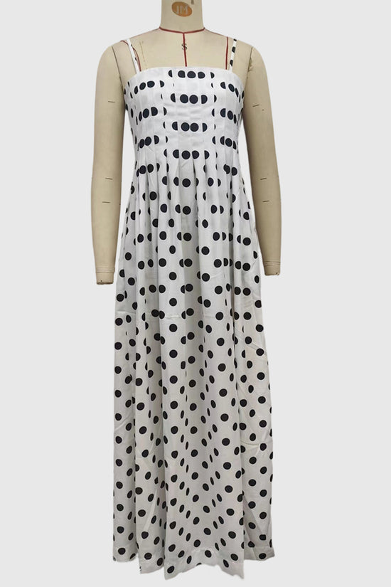 Polka Dot Sleeveless Maxi Dress