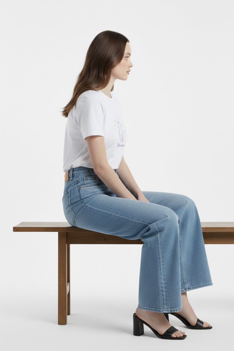 Little Dreamer Cat Embroidered T-Shirt