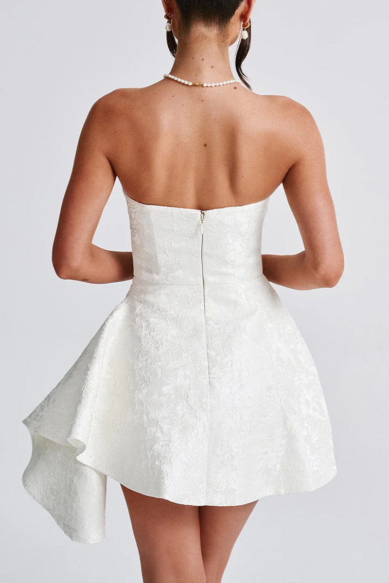 Strapless Textured Fit and Flare Mini Dress