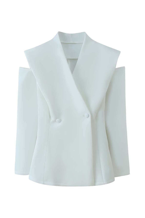Structured Cold-Shoulder Blazer Jacket