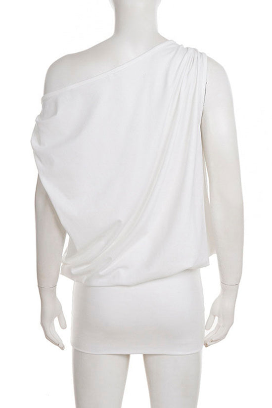 Elegant Draped One-Shoulder Casual Dress