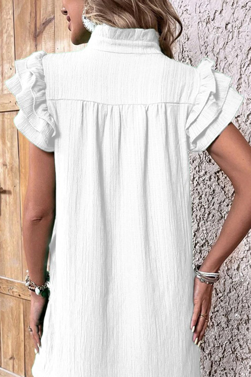 Ruffle Sleeve Casual Dress