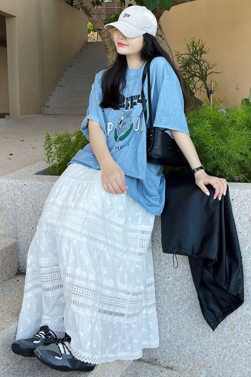 Elegant Lace Midi Skirt
