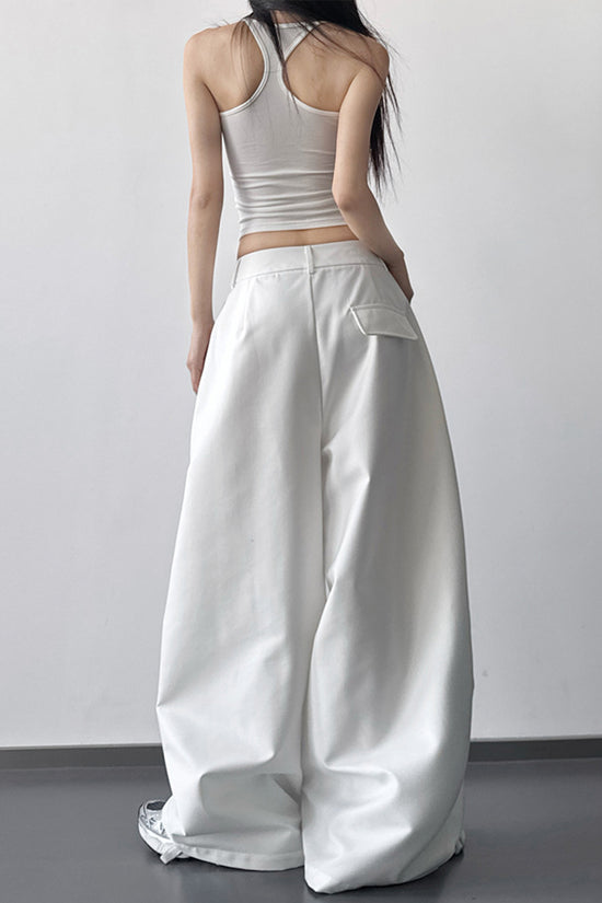 Wide-Leg Flowing Casual Pants