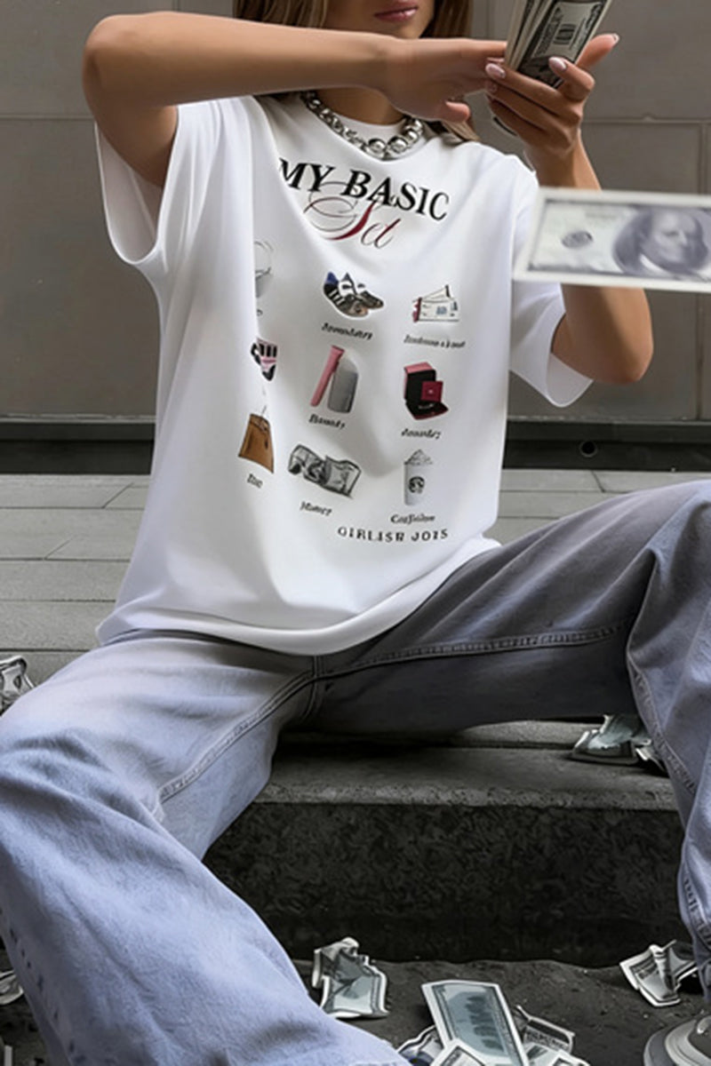 Graphic Tee with Trendy Icons