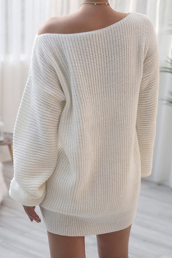 Off-Shoulder Knit Casual Dress