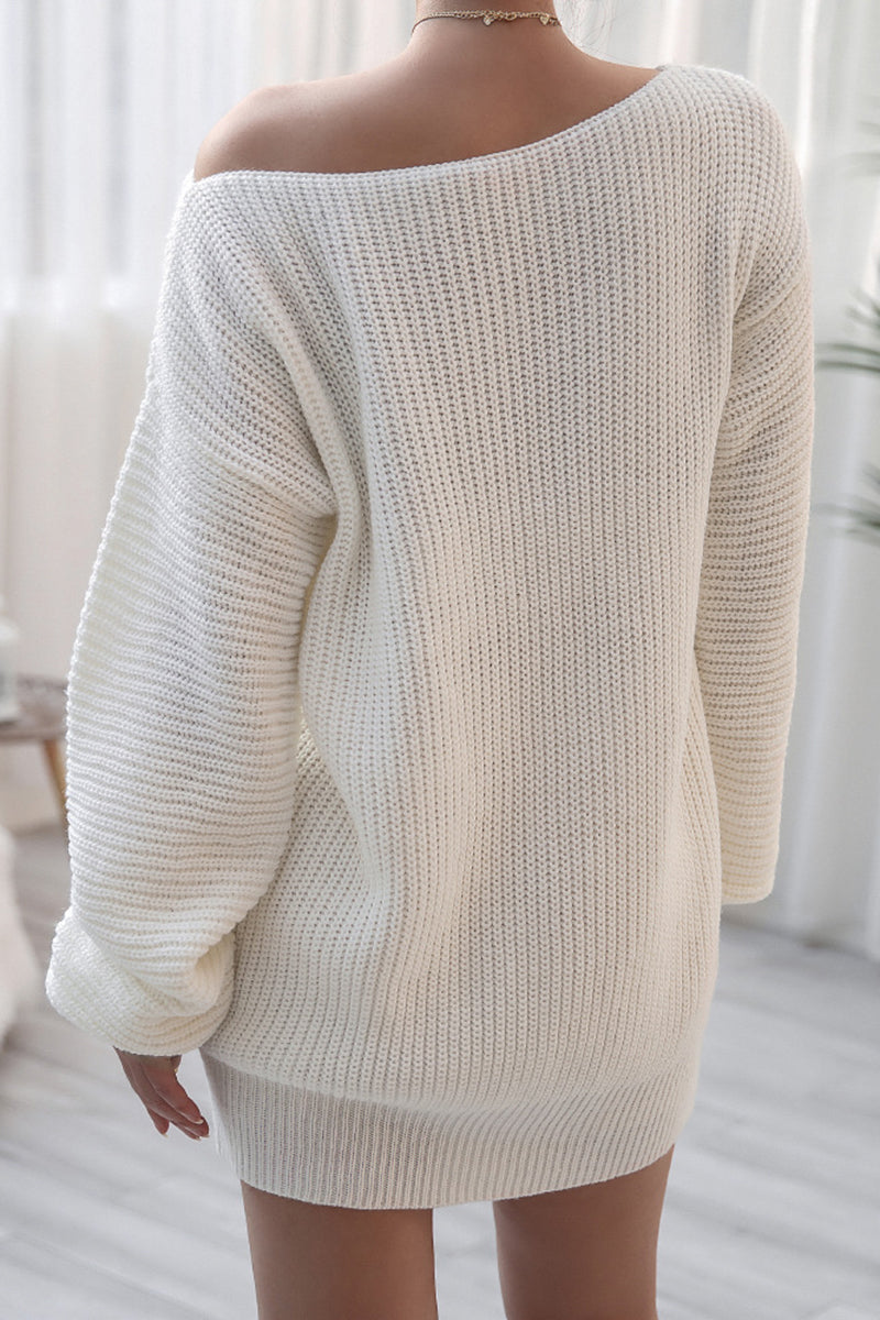 Off-Shoulder Knit Casual Dress
