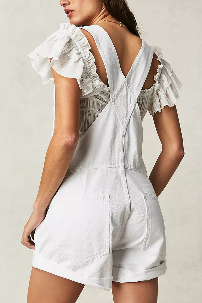Multi-Pocket Casual Denim Romper