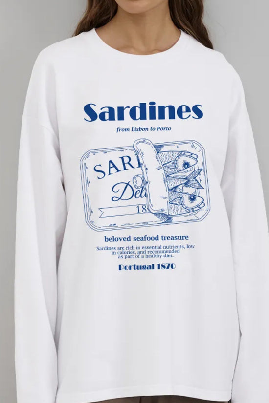 Graphic Sardine Print Long Sleeve T-Shirt