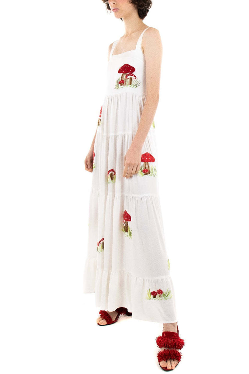 Mushroom Print Maxi Dress