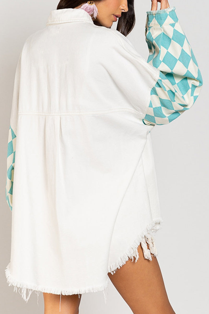 Geometric Pattern Button-Up Jacket
