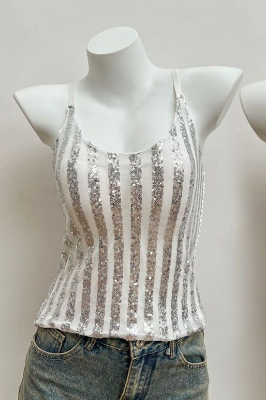 Striped Sequin Tank Top