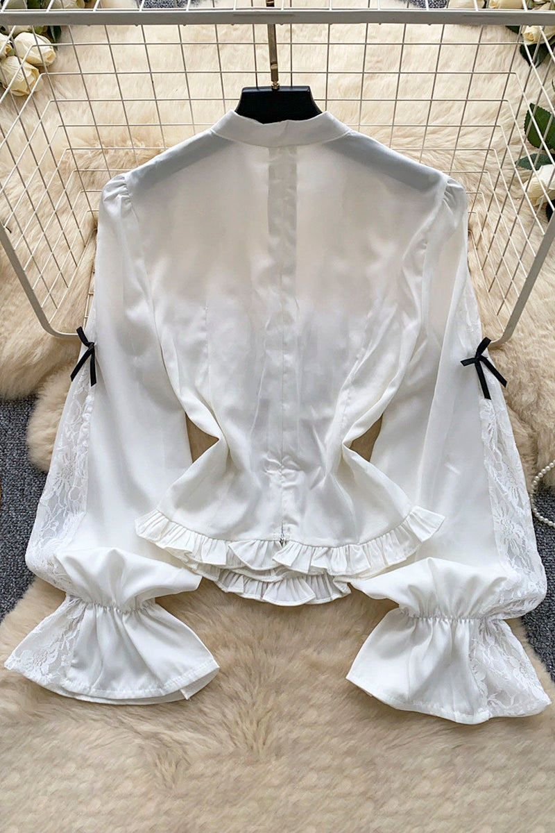 Elegant Lace Ruffle Blouse