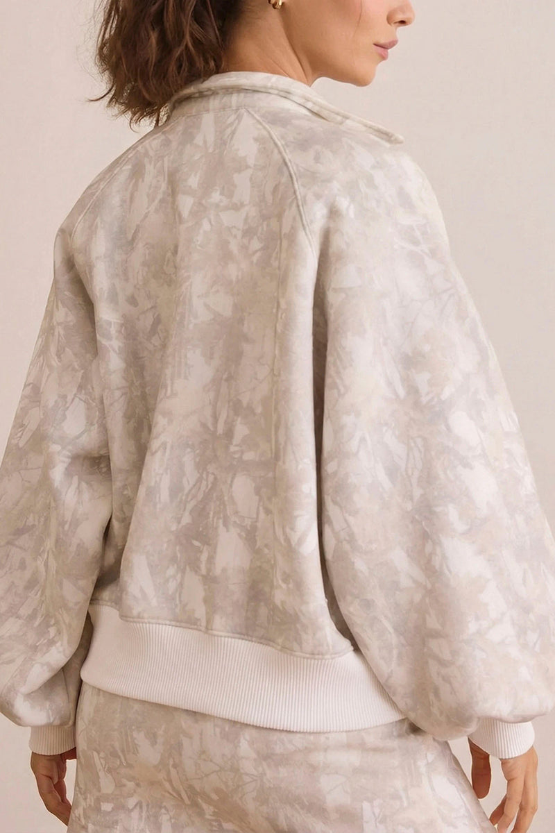 Abstract Print Balloon Sleeve Skirt Set