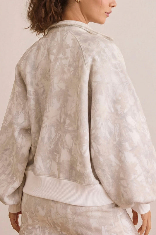 Abstract Print Balloon Sleeve Skirt Set