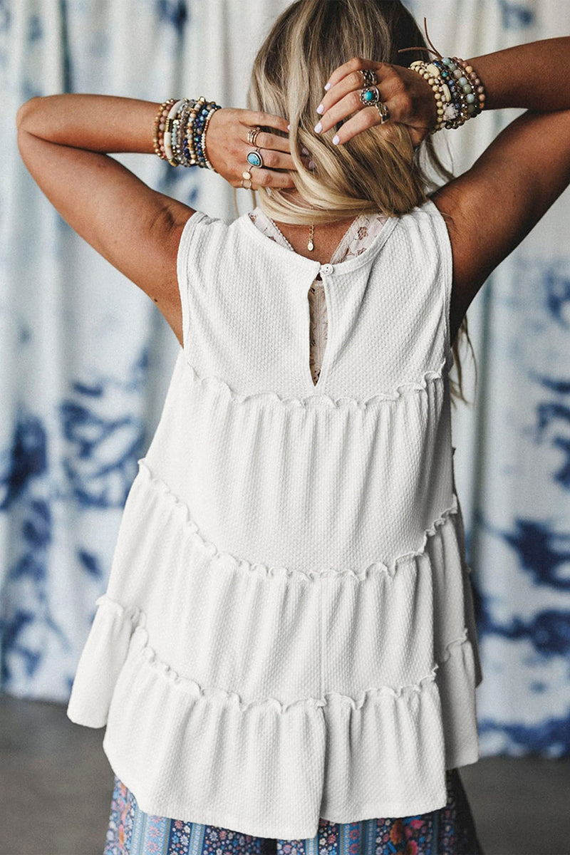 Tiered Frill Trim A-Line Tank Top