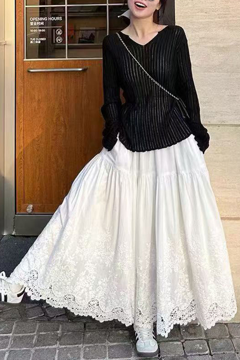 Lace Midi Skirt with Casual Elegance
