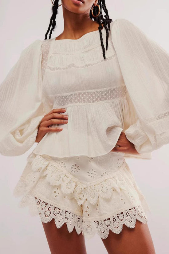 Lace Trim Casual Shorts
