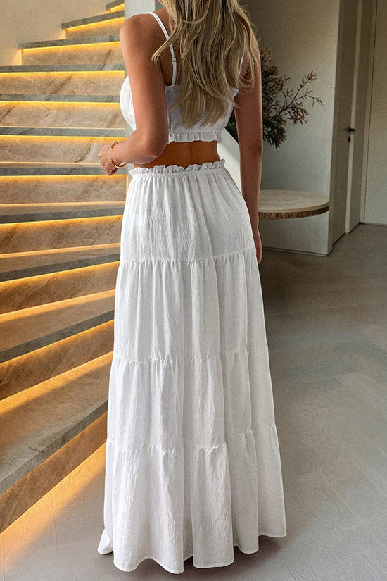 Scalloped Two-Piece Skirt Set with Crop Top