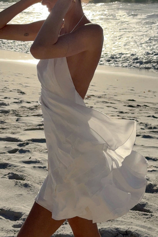 Halter Neck Casual Dress with Embellishment