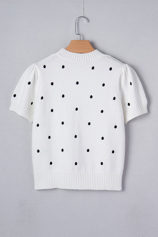 Polka Dot Short Sleeve Sweater