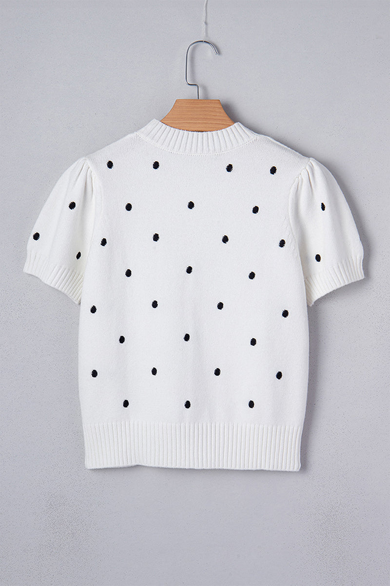 Polka Dot Short Sleeve Sweater