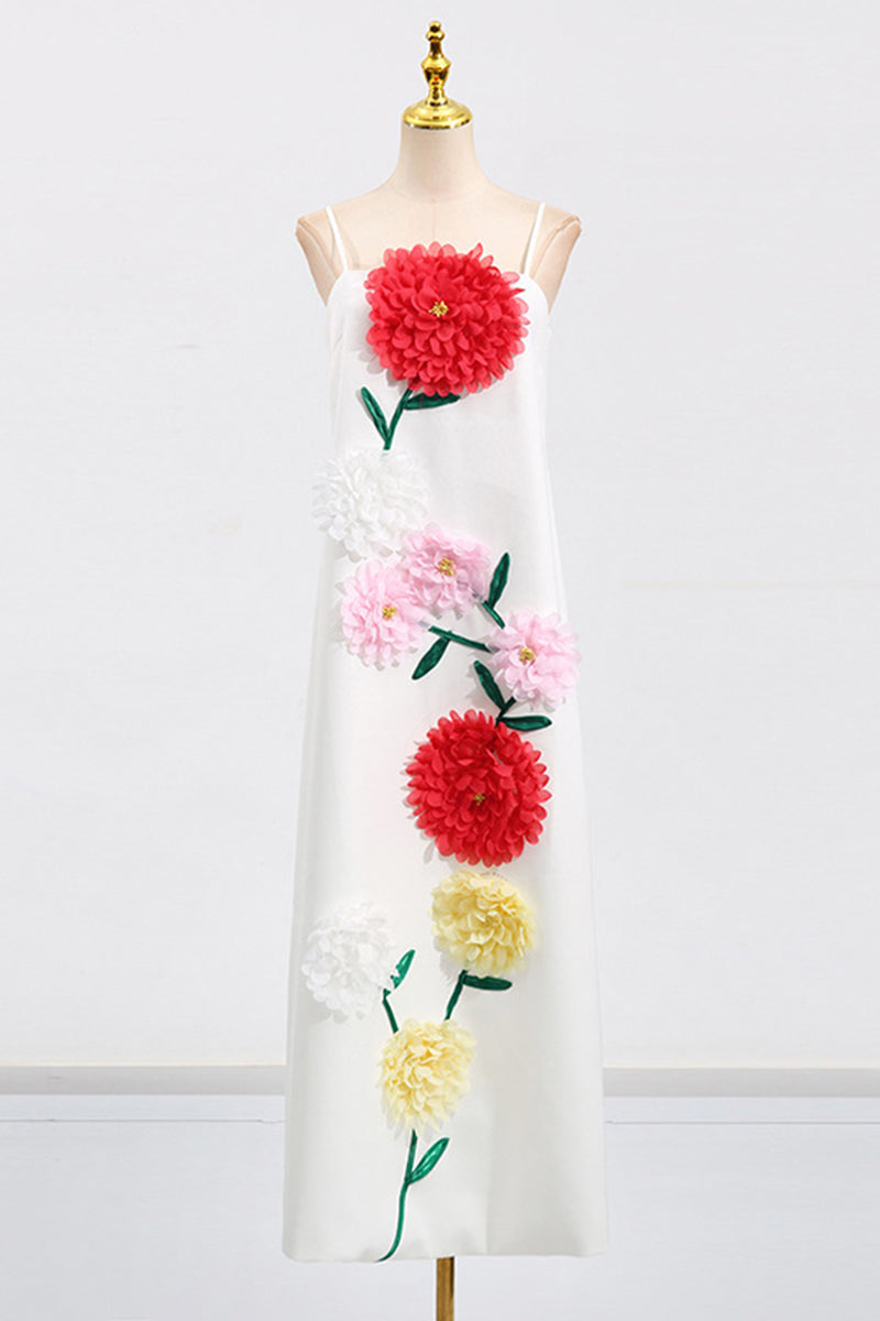 Floral Appliqué Sleeveless Casual Dress