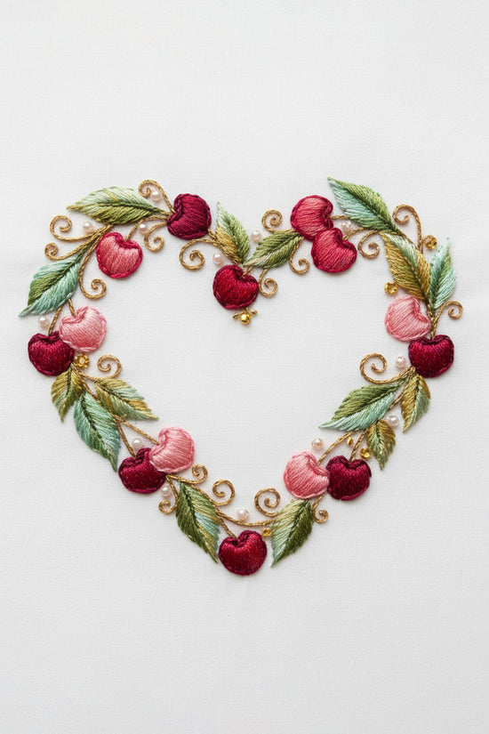 Heart of Cherries Embroidered T-Shirt