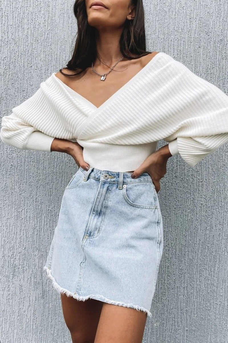 V-Neck Wrap Sweater