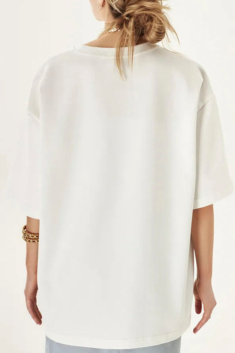 Cocktail Print Oversized Graphic T-Shirt