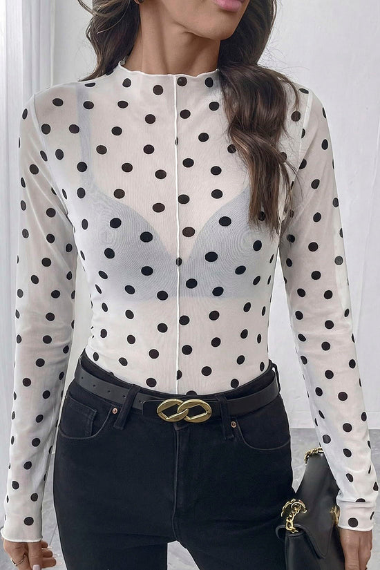 Polka Dot Sheer Long Sleeve Top