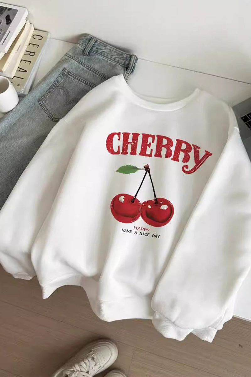 Cherry Graphic Oversized Sweatshirt