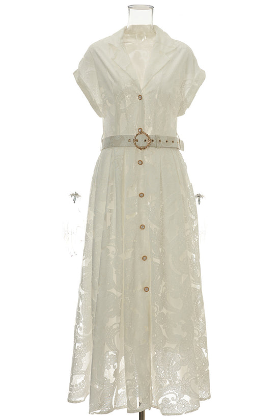 Button-Up Midi Dress with Belt